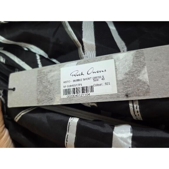 NWT Rick Ownens "The Bubble Dress" Black/White Geometric Print Cupro Dress sz 40 - Picture 5 of 14